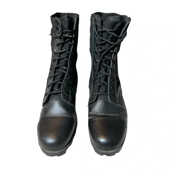 🖤 Black Leather Combat BootsMen’s 13W ‎ Lace-Up Lug Sole